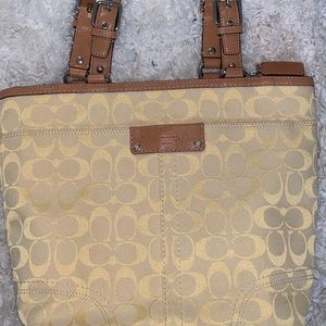 Yellow Coach canvas shoulder purse